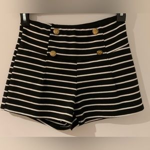 Black and White Striped Shorts